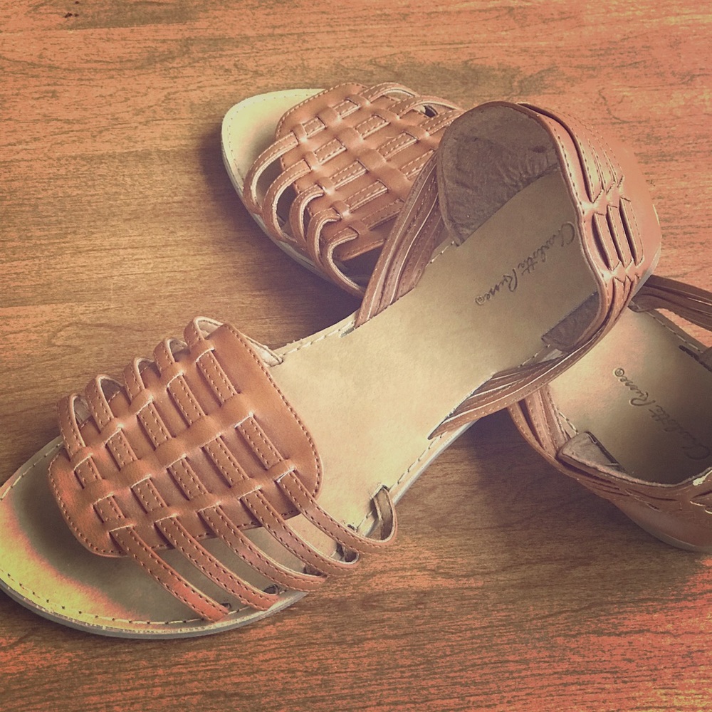 Tan / Cognac Slip On Sandals / Flats